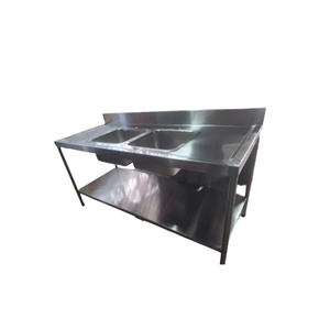 Fregadero de 180x70x90 con dos tanques de 45x45x30 y respaldo de 15centimetros-image