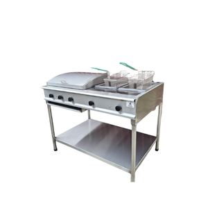 Parrilla con dos tanques de freidor patas y piso en acero-image